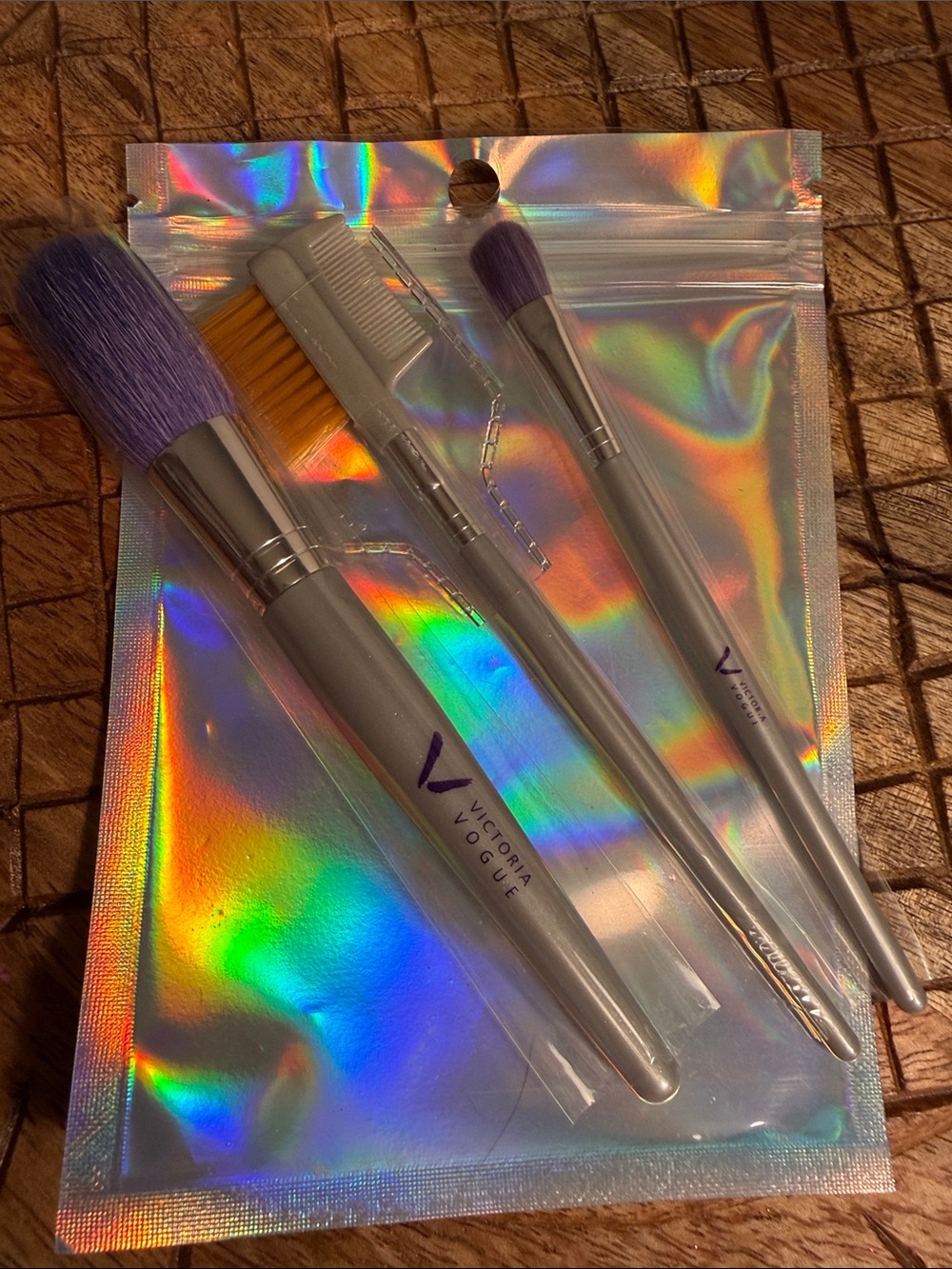 Purple & Gray Makeup Brush Set - 3 Piece